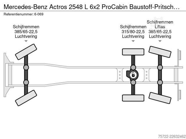 Loading platform Mercedes-Benz Actros 2548 L 6x2 ProCabin Baustoff-Pritsche FA...