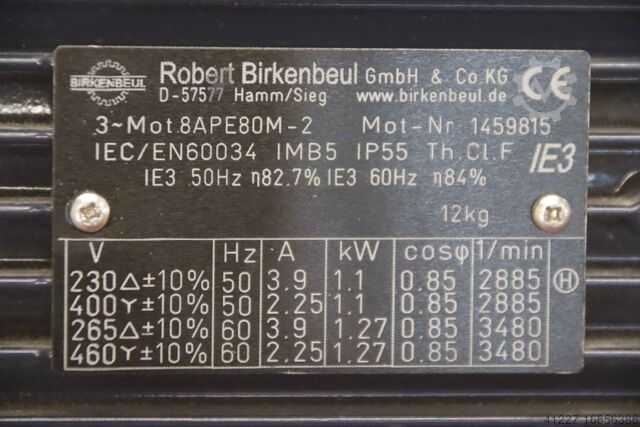 Electric motor 1.1 kW 2885 rpm Birkenbeul 8APE80M-2