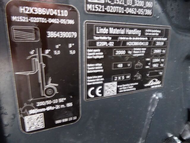 Electric 4-wheel forklift Linde E20PL-02
