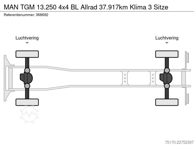 Plattformanhänger MAN TGM 13.250 4x4 BL Allrad 37.917km Klima 3 Sitze