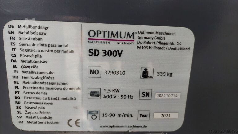 Metall Gehrungsbandsägemaschine OPTIMUM SD 300 V
