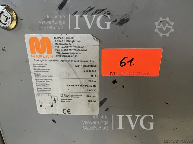 Rubber injection molding machine (22) MAPLAN MTF1500/250ed