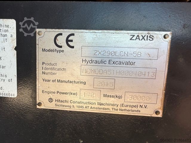 Chain excavator HITACHI ZX290LCN-5B 140 kW SW Kamera alle Leitungen