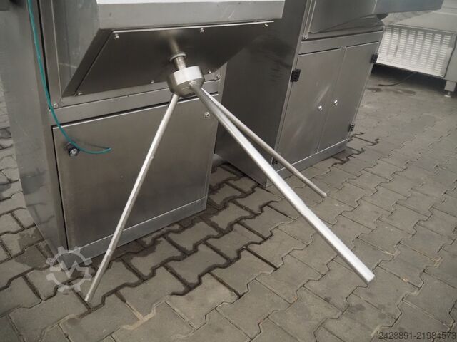 Hand disinfection station with turnstile  