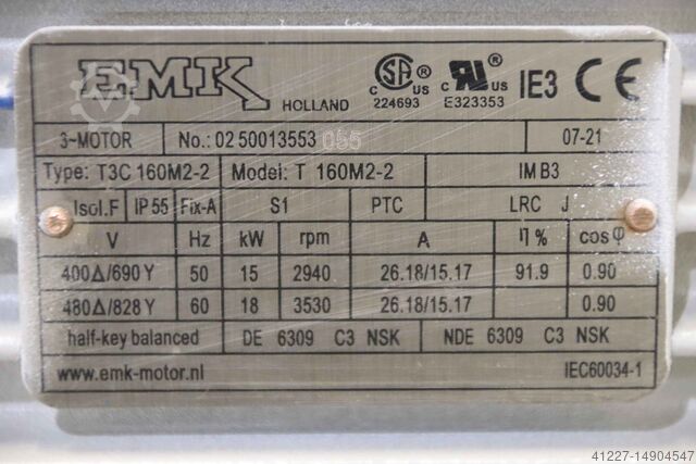 Späneabsauggebläse EMK 15 kW / 2940 U/min