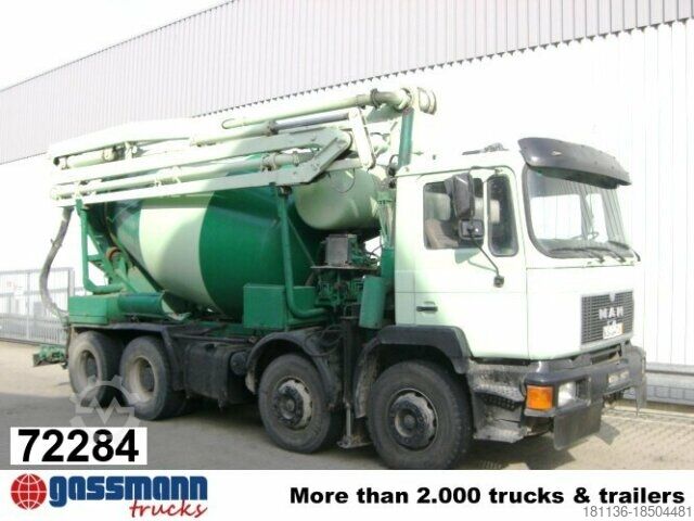 Mobile Betonmischanlage MAN 33.292 8x4 Mischer Stetter 7m³ mit Pumpe Schwing