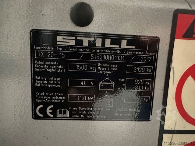 Electric 3-wheel forklift Still RX 20-15 - TRIPLEX 4,6 m