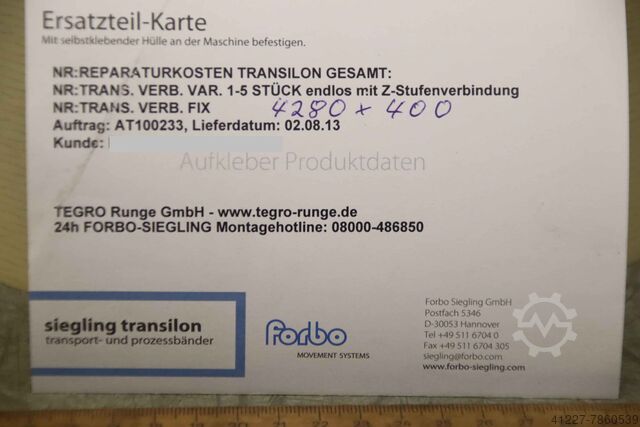 Förderbandgurt Breite 400 mm Forbo Siegling 400 x 4280 mm