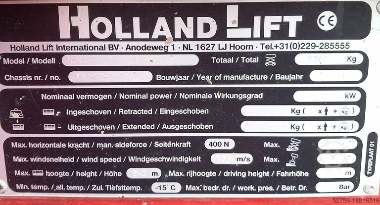 Scissor lift Holland Lift Monostar Y 83EL 16