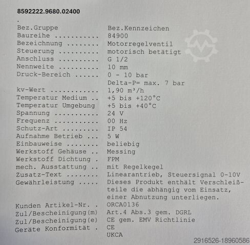 Motorregelventil / Buschjost IMI Norgren 84900