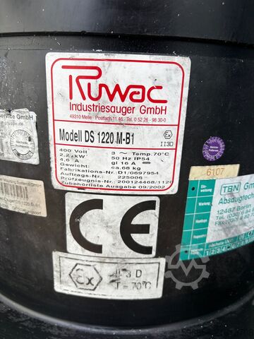 Industrial vacuum cleaner Ruwac DS 1220 M-B1 EX – for explosion hazard zones Ruwac DS 1220 M-B1 EX