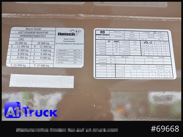 Tipper semitrailer REISCH RHKS, Alu-Kippmulde 50m³, NEU Kombitüren, Alufelgen, Liftachse,