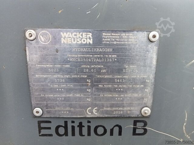 Mini Excavator  < 7t Wacker Neuson 50Z3 with 3 excavator buckets