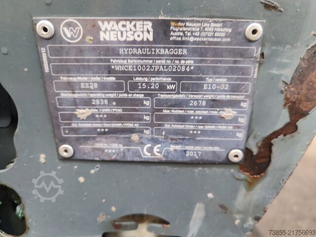 Mini Excavator  < 7t Wacker Neuson EZ28 with 3 excavator buckets