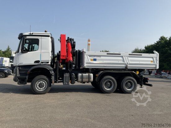 Dreiseitenkipper LKW MERCEDES-BENZ AROCS 3351 AK 6X6  3-S-KIPPER BORDMATIK,  PALFINGERKRAN, NEU, MIETKAUF MGL