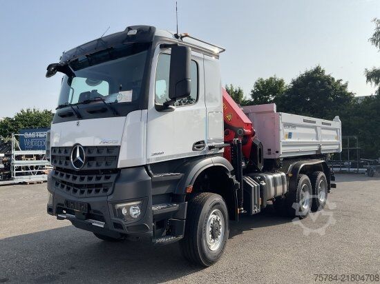 Dreiseitenkipper LKW MERCEDES-BENZ AROCS 3351 AK 6X6  3-S-KIPPER BORDMATIK,  PALFINGERKRAN, NEU, MIETKAUF MGL