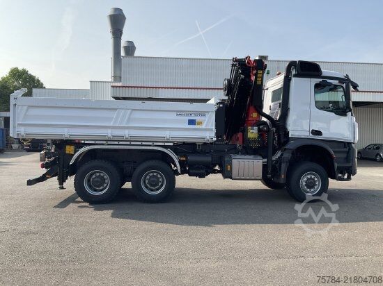 Dreiseitenkipper LKW MERCEDES-BENZ AROCS 3351 AK 6X6  3-S-KIPPER BORDMATIK,  PALFINGERKRAN, NEU, MIETKAUF MGL