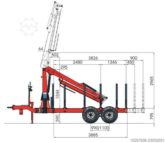PERZL logging trailer type PRW 8-2, 8 t - 1 unit  