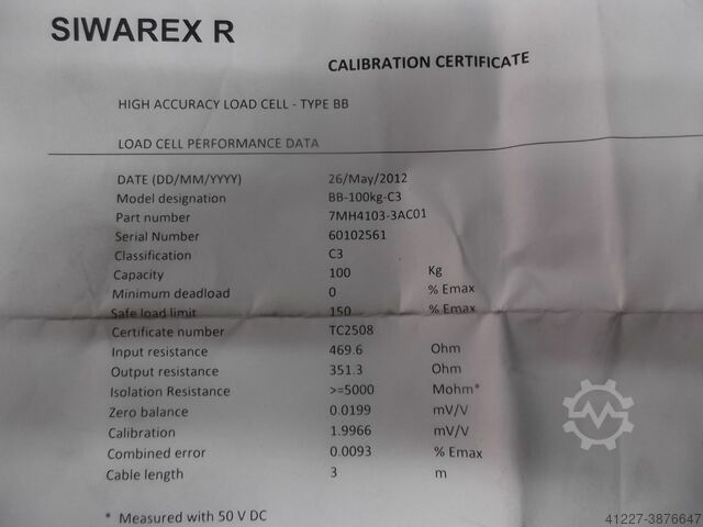 Load cell Siemens SIWAREX R 7MH4103-3AC01