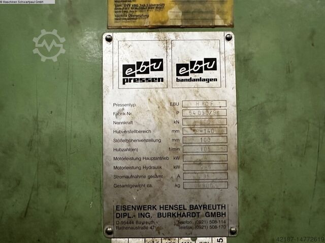 Open fronted high speed press EBU H80F