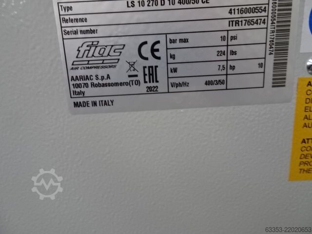 Piston compressor FIAC LS 10 270 D 10 400/50