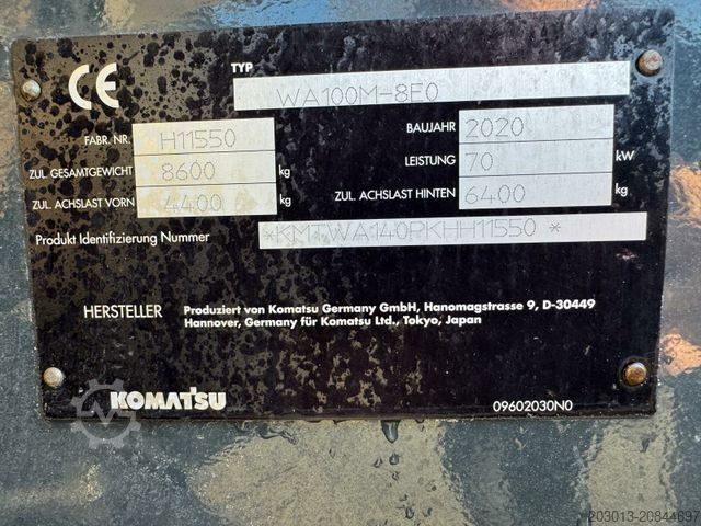 Radlader KOMATSU WA 100M-8E0 Radlader 8 Ton - 3931 H - 0,75m³