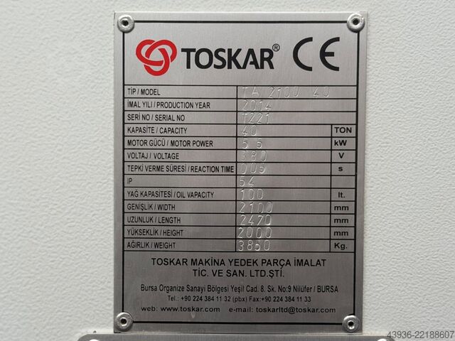 Abkantpresse TOSKAR - TA 2100-40 Toskar TA 2100-40
