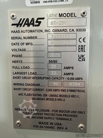 CNC lathe HAAS ST-25Y subspindle