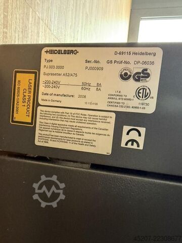 2008 Heidelberg Suprasetter A52/A75 Heidelberg Suprasetter A52/A75