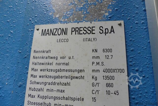 Press line with MANZONI eccentric press MANZONI T6302MR/2/12/TE