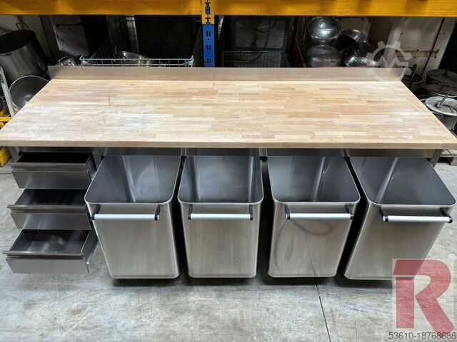 Work table with beech wood top, 250 cm  
