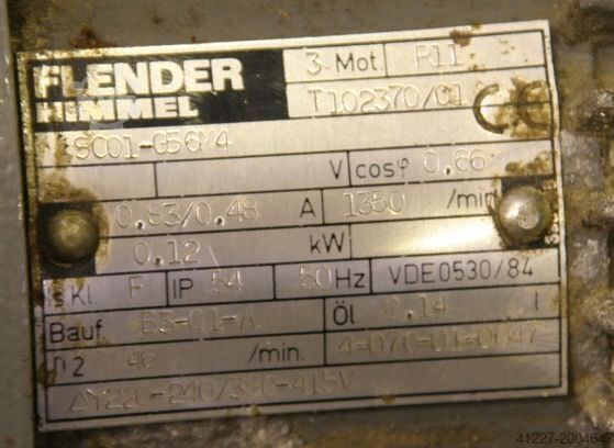 Geared motor 0.12 kW 46 rpm Flender Himmel** SC01-G56M4
