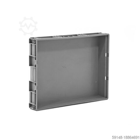 Used Euronorm stacking bins closed handles, L: 800, W: 600, H: 120 (mm). 46ltr, L: 800, Kruizinga 98-448GB-PAL