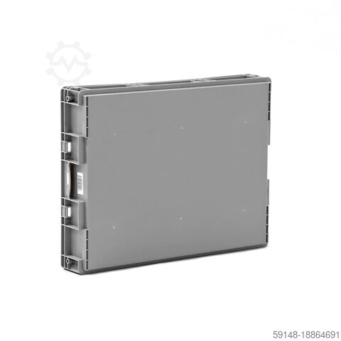 Used Euronorm stacking bins closed handles, L: 800, W: 600, H: 120 (mm). 46ltr, L: 800, Kruizinga 98-448GB-PAL