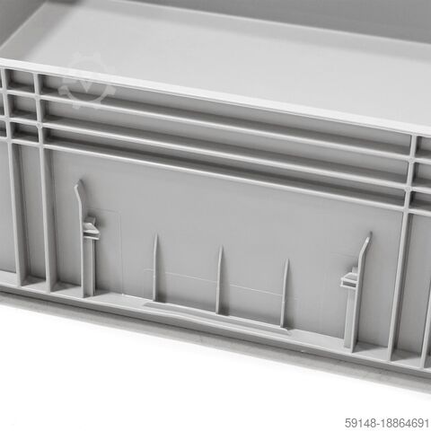 Used Euronorm stacking bins closed handles, L: 800, W: 600, H: 120 (mm). 46ltr, L: 800, Kruizinga 98-448GB-PAL