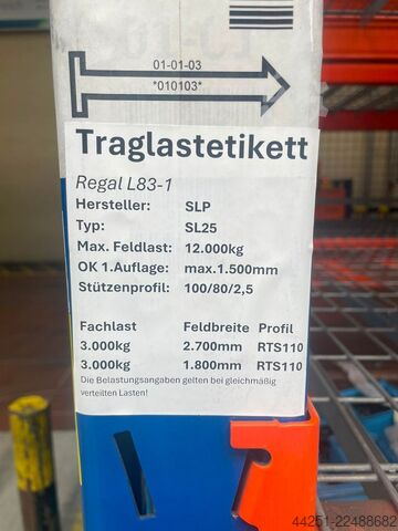 25m SLP Pallet Racking 7.15m High 6 Lvl SLP (Saar-Lager- und Profiltechnik) SL25