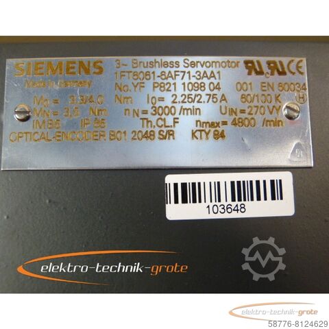 Control unit Siemens 1FT6061-6AF71-3AA1 Servomotor   -  mit 12 Monaten Gewährleistung! -