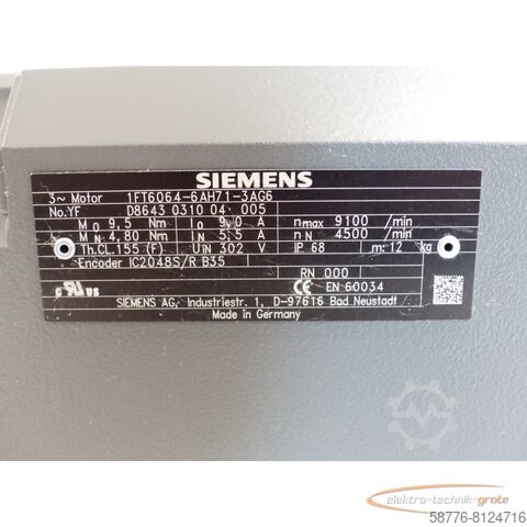 Control unit Siemens 1FT6064-6AH71-3AG6 SN:YFD8643031004005  !