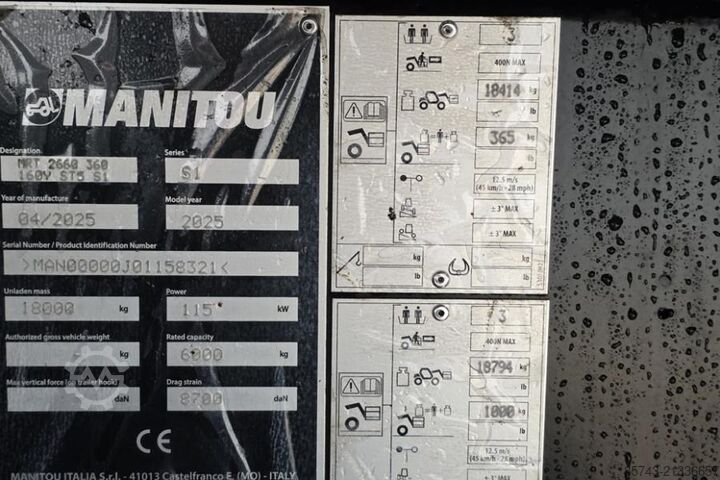 Teleskoplader Manitou MRT2660 360 160Y ST5 S1 Valid inspection, *Guarant