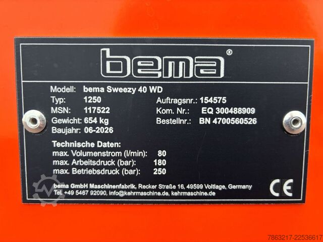 Kehrmaschine Bema Sweezy 40 WD Typ 1250