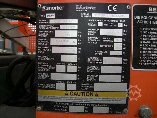 Scherenarbeitsbühne Snorkel MEWP S3970RT V4