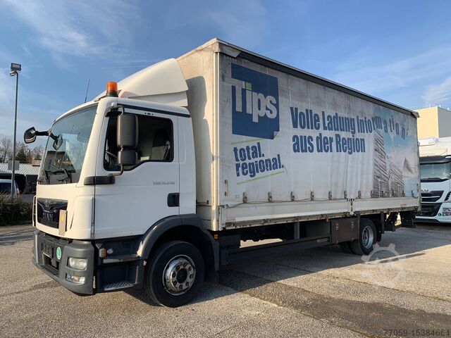 Truck with flatbed & tarpaulin MAN TGM 15.250 4x2 BL + LADEBORDWAND