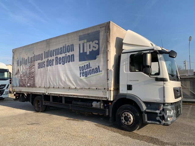 Truck with flatbed & tarpaulin MAN TGM 15.250 4x2 BL + LADEBORDWAND