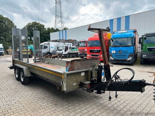 Low loader trailer Demmler TT119 Tiefladeranhänger mit Rampen Fräse
