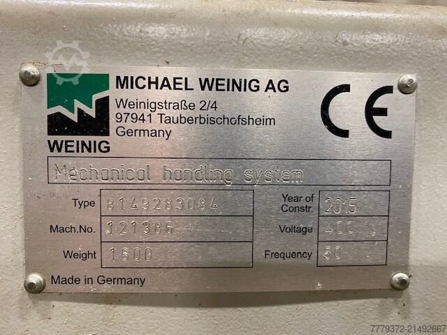 Kehlmaschine Einzug Weinig HIGH MECH E 1