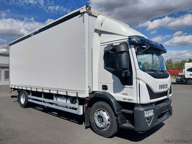 Flatbed truck with tarp Iveco EuroCargo ML 180 E 32/P  Gardine LBW