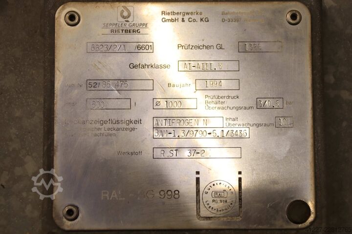 Tankanlage Rietberg Tankinhalt 600 l  DIN 6623/2/A