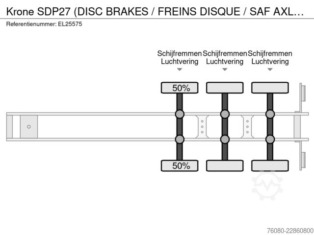 Plattformanhänger Krone SDP27 (DISC BRAKES / FREINS DISQUE / SAF AXLES)