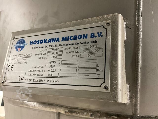 Mixing, screening, and conveying line Hosokawa Micron 20-MFC-43