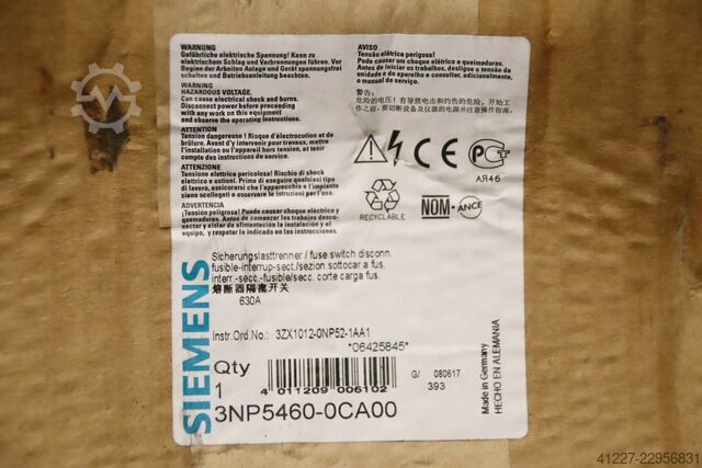 Load break switch Siemens 3NP5460-0CA00  630A